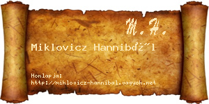 Miklovicz Hannibál névjegykártya
